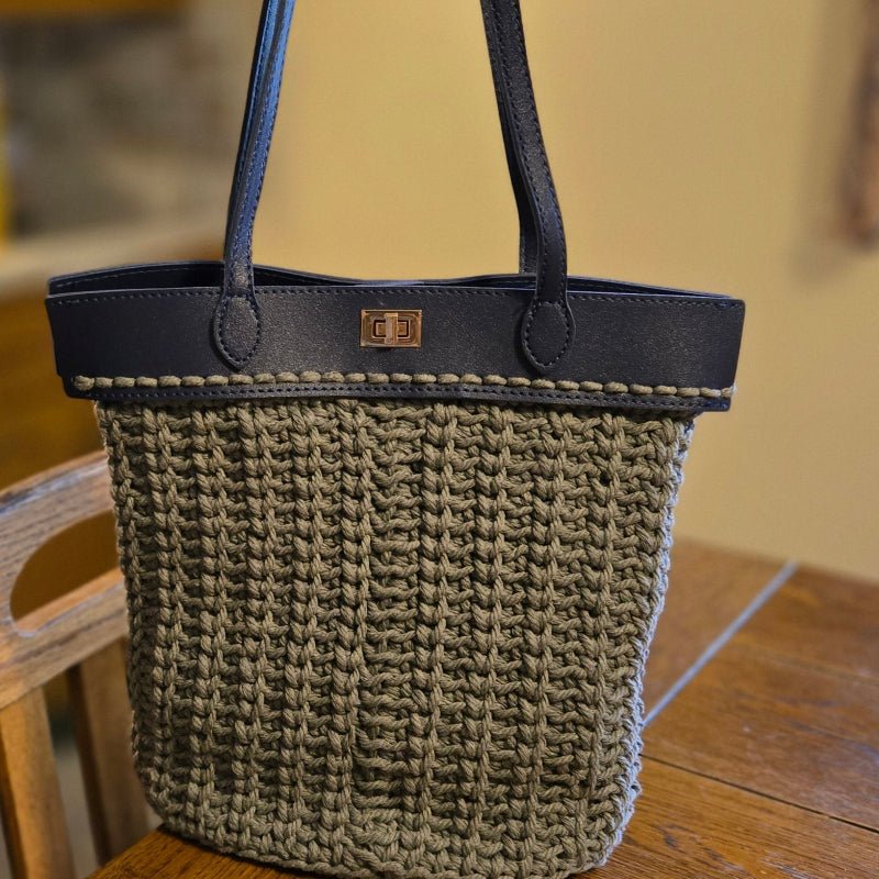 Macrame Purse 11x 12 with Shoulder Strap - Stitched Creations