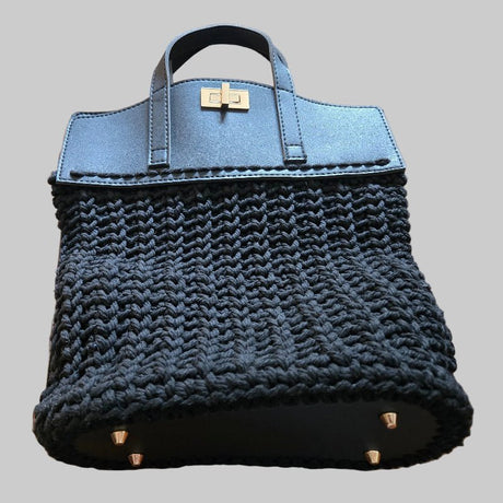 Handmade Macrame Bag 11 x 12 - Stitched Creations