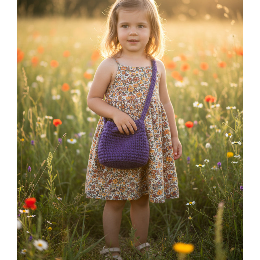 Childs macrame bucket purse - Stitched Creations