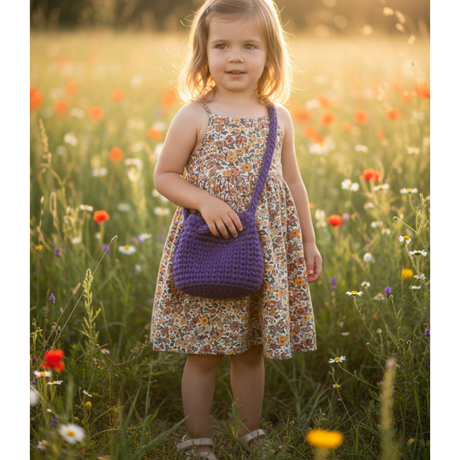 Childs macrame bucket purse - Stitched Creations