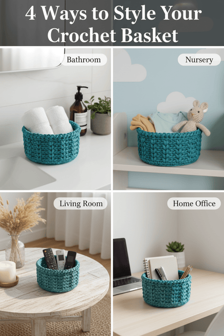 Handmade Crocheted Storage Baskets - Stitched Creations