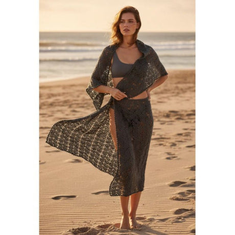 Handmade Crochet Shawl Wrap, Light Gray - Stitched Creations