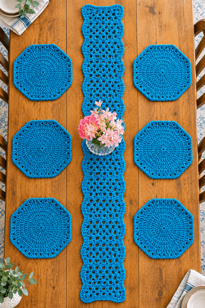 Handmade Macramé Placemats & Table Runner Set - Stitched Creations