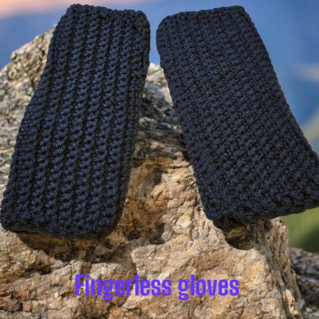 Fingerless Gloves dark blue - Stitched Creations