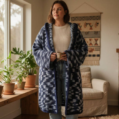 Handmade crocheted long sweater - Stitched Creations