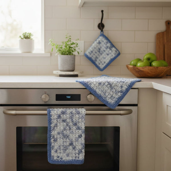 Unique Design dish towel with two dish clothes - Stitched Creations