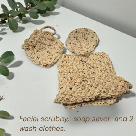 Handmade Crochet Spa Gift Basket Set - Facial Care Essentials - Stitched Creations