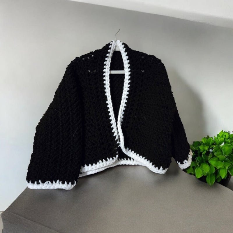 Toddler cardigan black and white - Stitched Creations