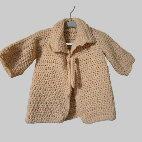 Newborn sweater and beanie hat peach in color - Stitched Creations