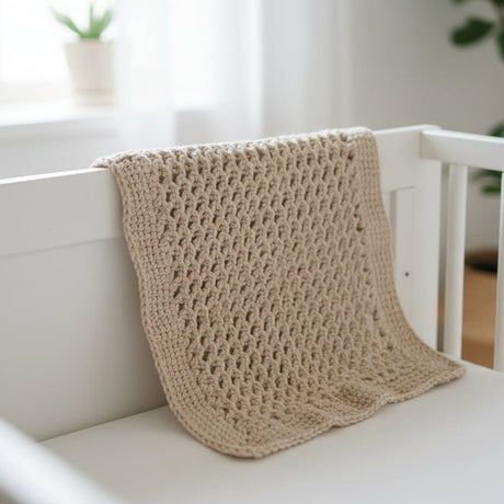 Baby blanket handmade/crib blanket tan - Stitched Creations
