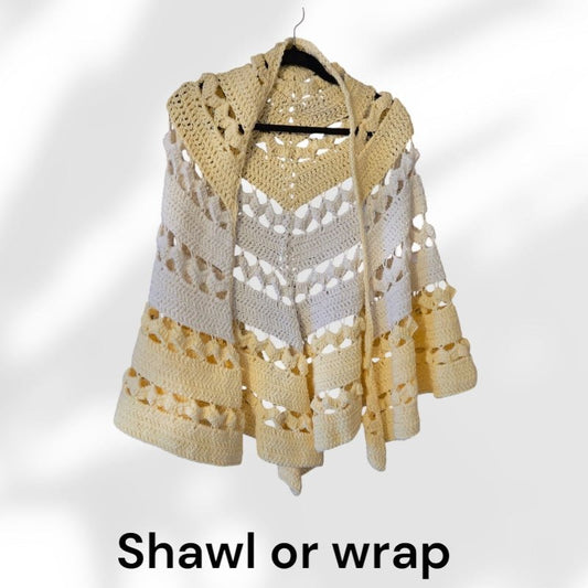 Shawl or wrap for woman light yellow - Stitched Creations