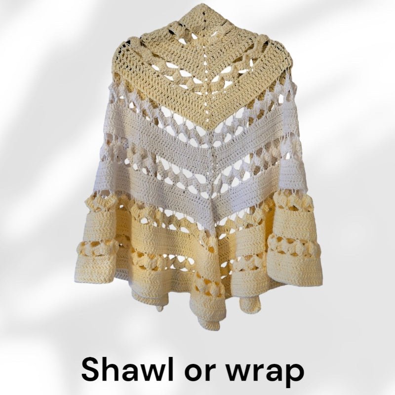 Shawl or wrap for woman light yellow - Stitched Creations