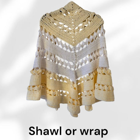 Shawl or wrap for woman light yellow - Stitched Creations