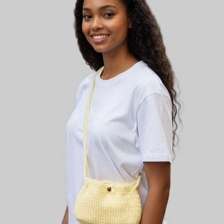 Custom handmade yellow two strap purse - Stitched Creations