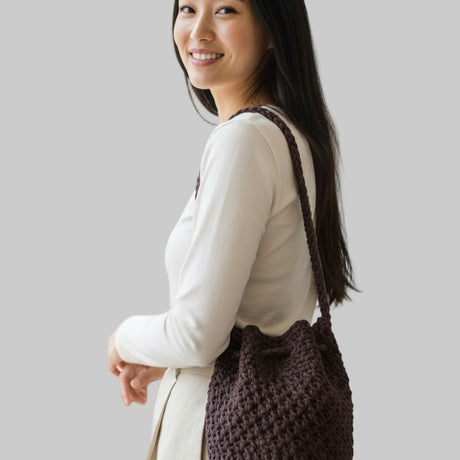 Bronze handmade bucket purse with round base - Stitched Creations