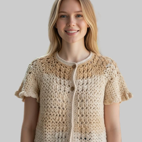 Short sleeve Cardigan with buttons - Stitched Creations