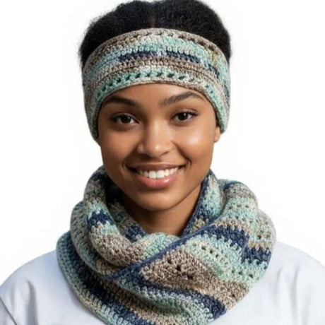 Multicolored scarf and winter headband set - Stitched Creations