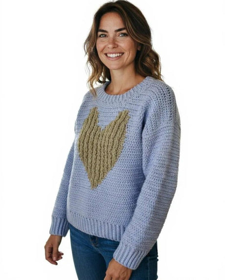 Handmade Crochet Pullover Sweater - Women's Medium Long Sleeve - Stitched Creations