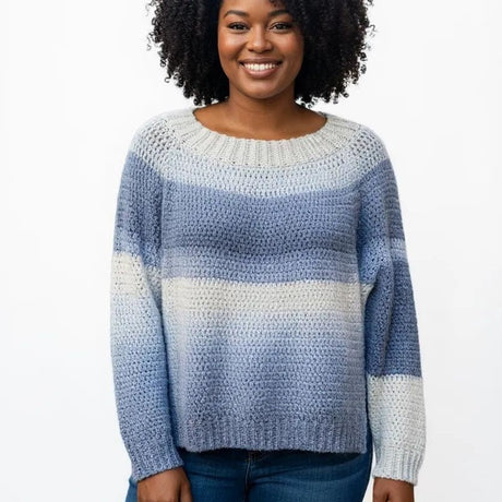 Handmade sweaters pull over color in blues - Stitched Creations
