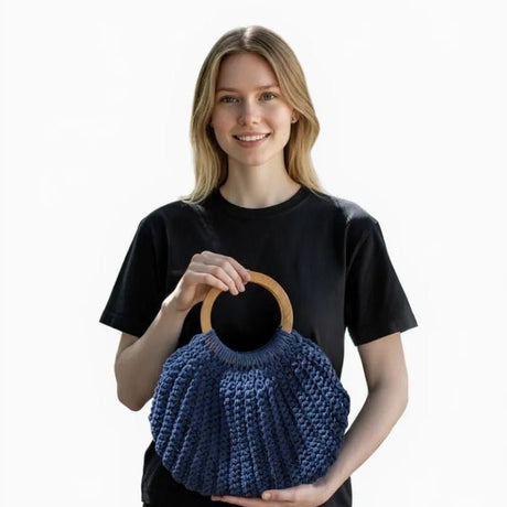 Blue Shell Purse - Handmade Crochet Handbag - Stitched Creations