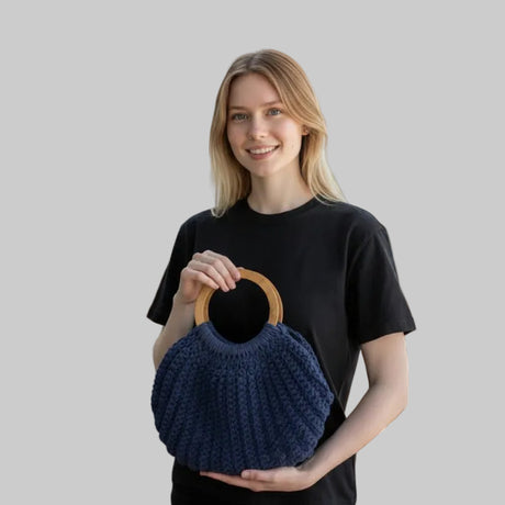 Blue Shell Purse - Handmade Crochet Handbag - Stitched Creations