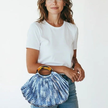 Handmade Purse blue and white in color - Stitched Creations