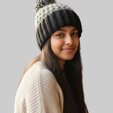 Winter hat made with bulky yarn - Stitched Creations