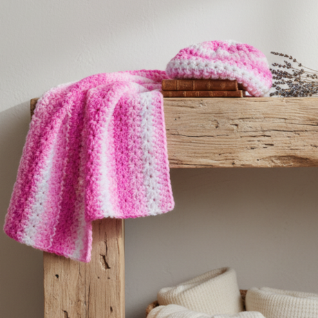 Youth scarf and head band pink and white - Stitched Creations