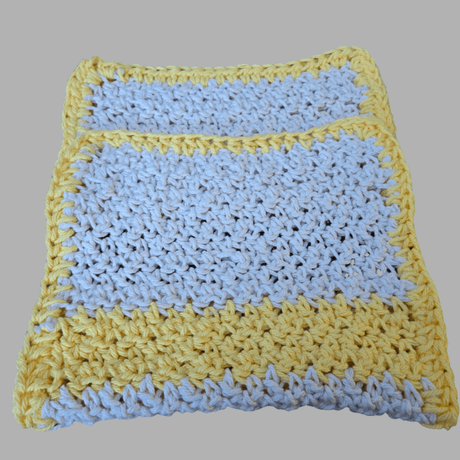 Handmade dish clothes set yellow eco - friendly - Stitched Creations