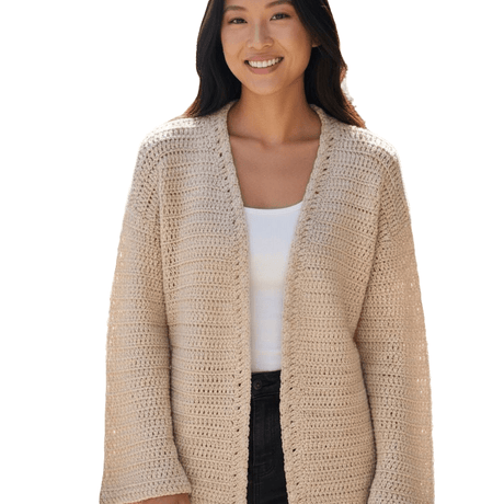 Handcrafted tan cardigan - Stitched Creations