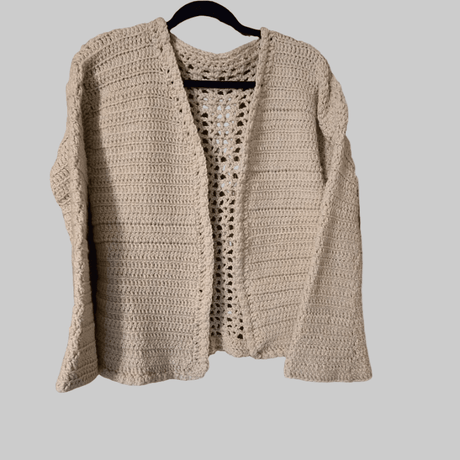 Handcrafted tan cardigan - Stitched Creations