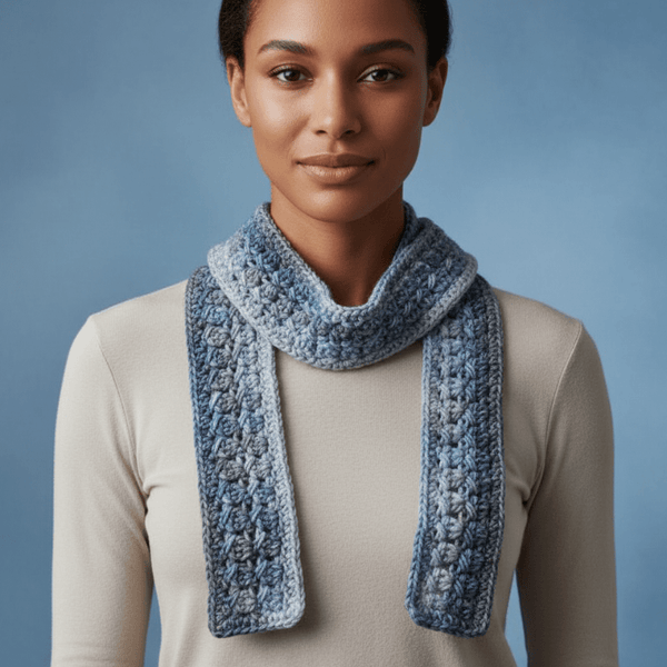 Handmade Blue Gray Decorative Scarf - Stitched Creations