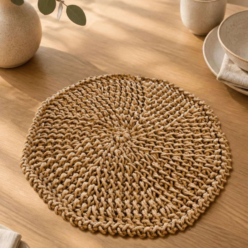 Brown Octagon Macrame Place Mats - Stitched Creations