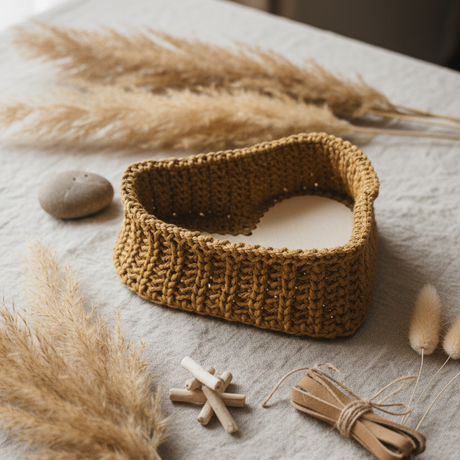 Handmade Heart Shaped Basket - Basket for Home Decor & Gifts - Stitched Creations
