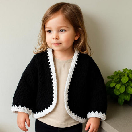 Toddler cardigan black and white - Stitched Creations