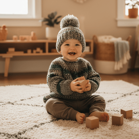 Baby/Toddler pull over sweater with hat - Stitched Creations