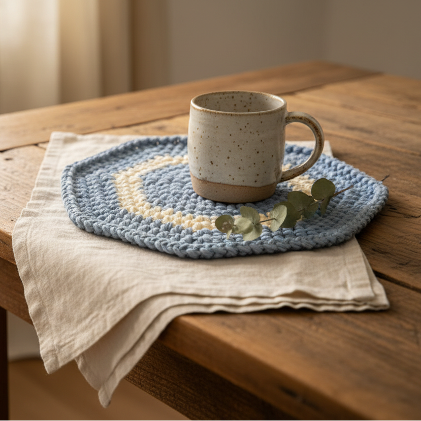 Handmade Octagon place mat 12 x 12- By Stitched Creations.