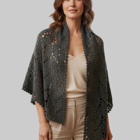 Handmade Gray wrap - Stitched Creations