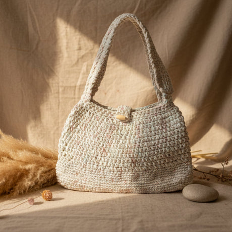 Purse with shoulder strap and button closure - Stitched Creations