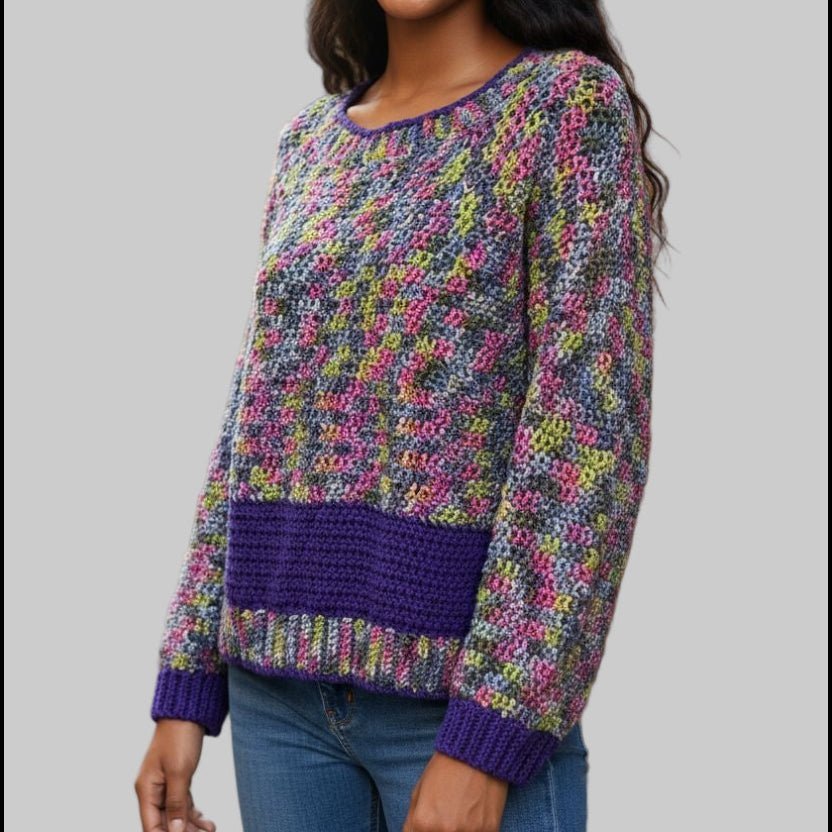 Womans pull over long sleeve sweater - Stitched Creations