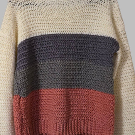 Handmade Pullover Sweater - Cream Gray Mauve Knit Sweater for Women - Stitched Creations