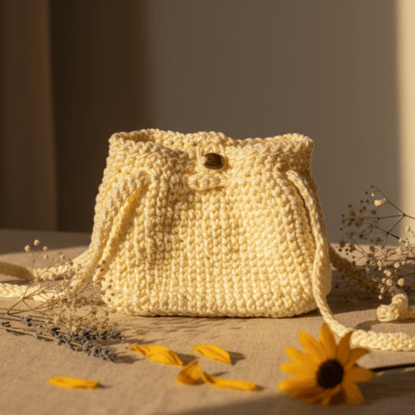 Custom handmade yellow two strap purse - Stitched Creations