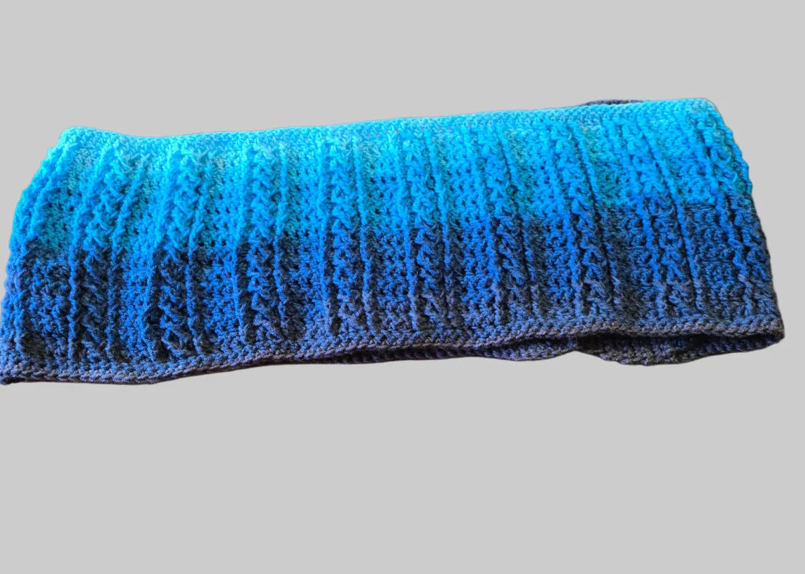 Handmade multi colored in blues infinity scarf