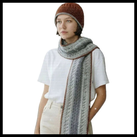Handmade Crochet Beanie and Scarf Set - Warm Winter Hat and Scarf - Stitched Creations