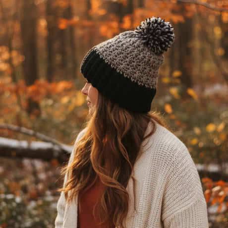 Winter hat made with bulky yarn - Stitched Creations