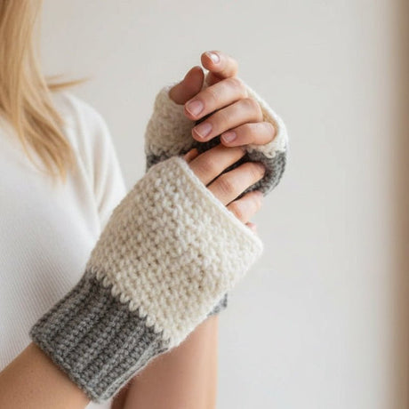 Warm fingerless gloves - Stitched Creations