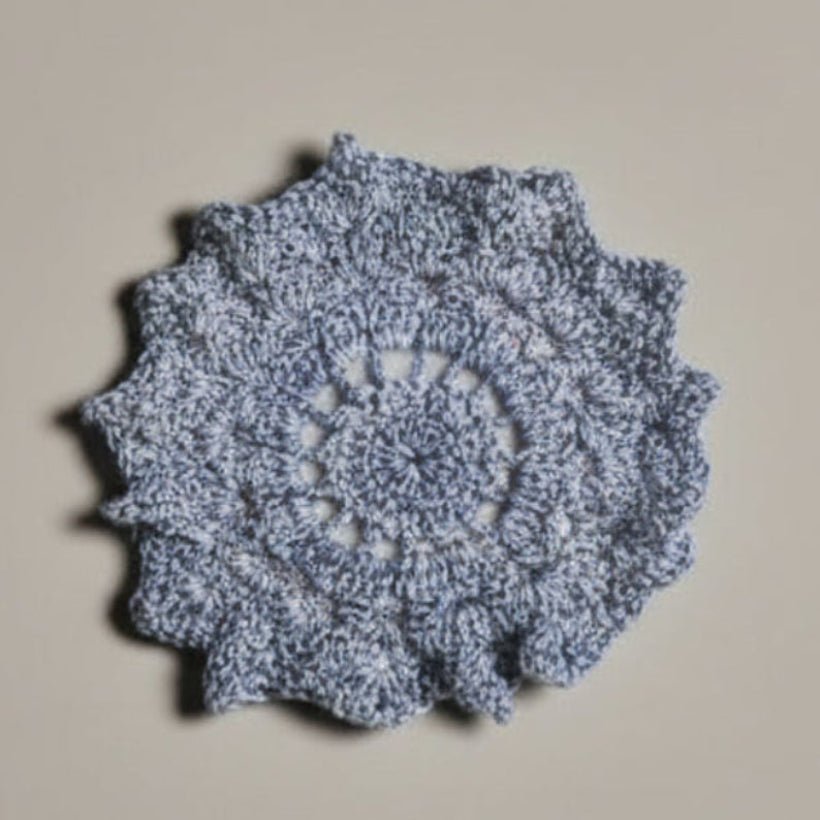 Vintage Doily blue with white specs - Stitched Creations