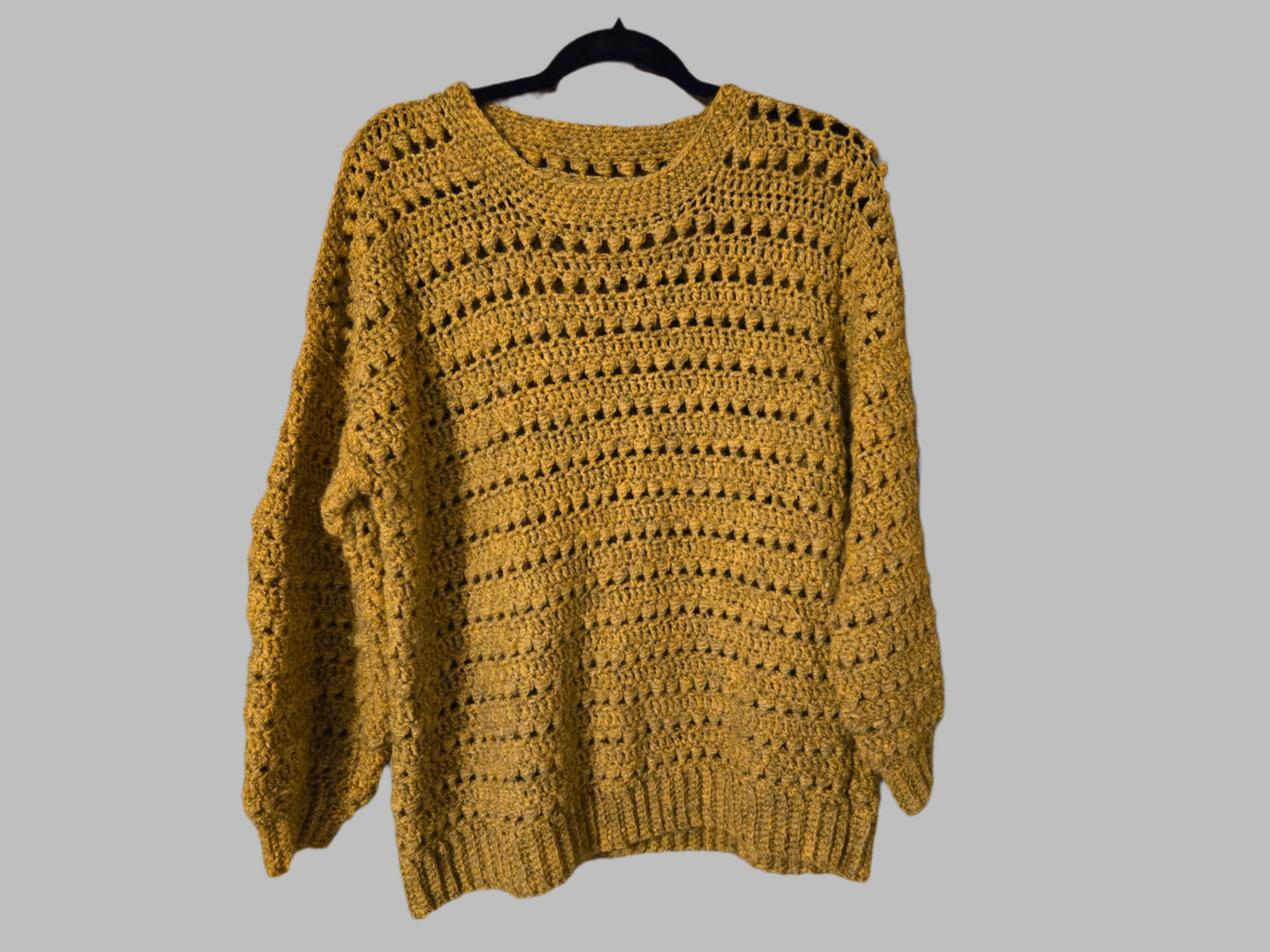 Handmade mustard pullover sweater, cozy and stylish.