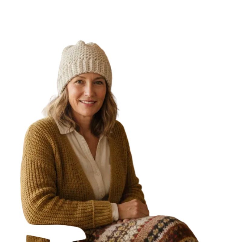 Handmade Tan Crochet Winter Beanie Hat - Stitched Creations