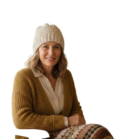 Handmade Tan Crochet Winter Beanie Hat - Stitched Creations